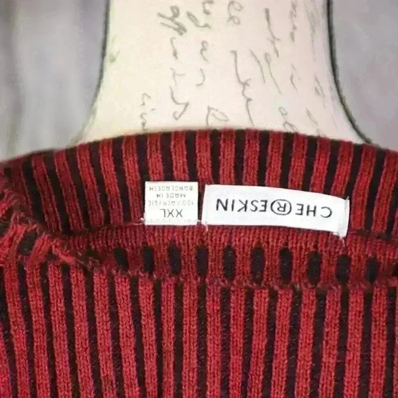 Chereskin Sweater, men's red/black stripe size XXL long sleeve sweater - Picture 7 of 9
